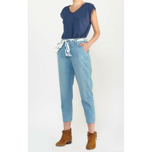 Jeans carotte SUNBURY, longueur 34 bleu en coton Le Temps des Cerises Mode femme
