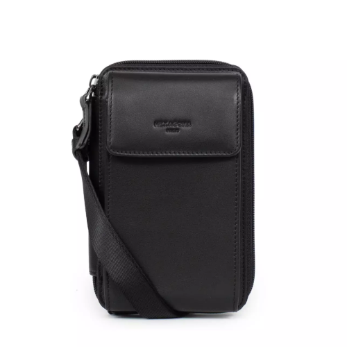 Hexagona - Pochette téléphone avec portefeuille Stop RFID Cuir SOFTSTUDIO Noir - Sacs à Main