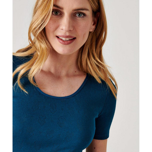 Damart - Tee Shirt Manches Courtes Pétrole - T shirts manches courtes femme bleu