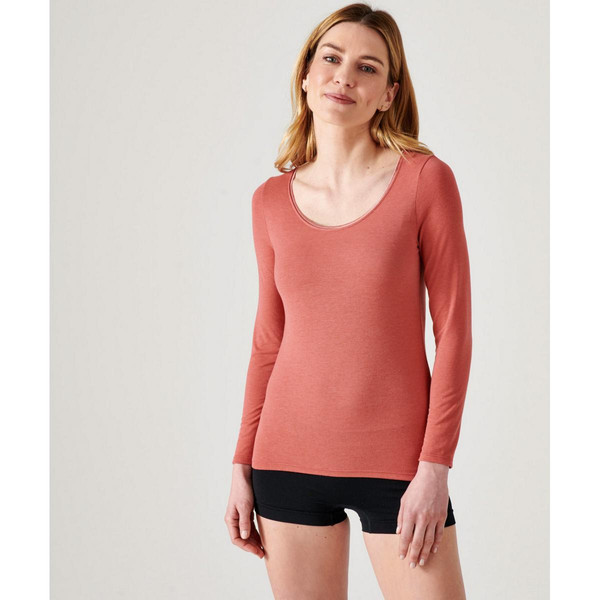 Tee-shirt Manches Longues Rose Terracotta en coton Damart Mode femme