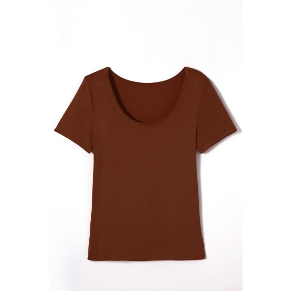 Tee-shirt manches courtes invisible chocolat en coton T-shirt manches courtes