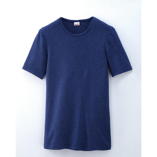 Damart - Tee-shirt manches courtes en mailles bleu - Toute la mode homme