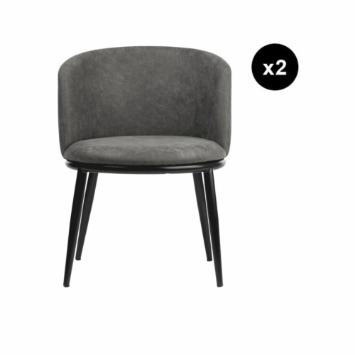 3S. x Home - Lot de 2 chaises de sejour gris Anthracite - Chaise Et Tabouret Et Banc Design