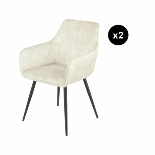 3S. x Home - Lot de 2 Chaises avec assise en velours  - Chaise Et Tabouret Et Banc Design