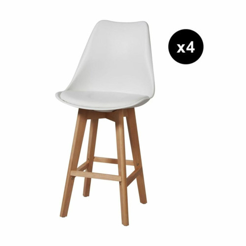 3S. x Home - Lot de 4 tabourets de bar blancs - Chaise Et Tabouret Et Banc Design