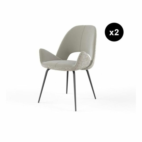 3S. x Home - Lot de 2 chaises velours beiges - Chaise Et Tabouret Et Banc Design