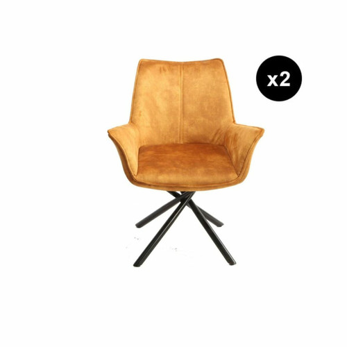 3S. x Home - Lot de 2 chaises pivotantes assise en tissu  - Meuble Et Déco Design