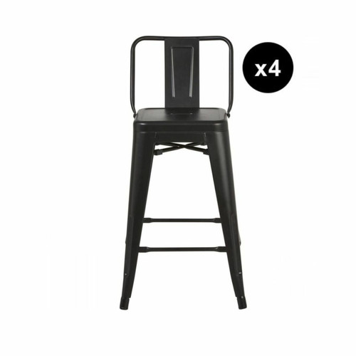 3S. x Home - Lot de 4 Tabourets de bar Factory Noir - Sélection meuble & déco Industriel