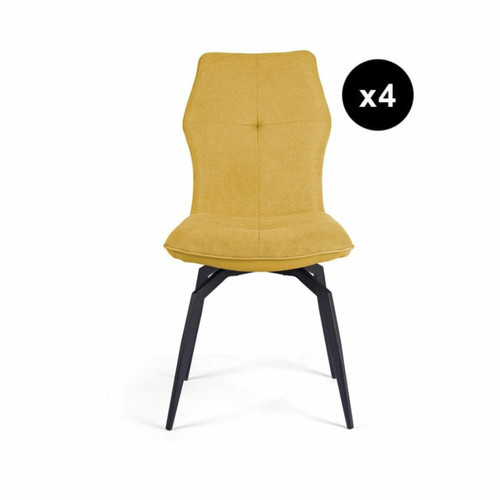3S. x Home - Lot de 4 chaises pivotantes avec assise en tissu  - La Salle A Manger Design