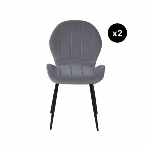 Lot de 2 chaises design en velours avec pieds en métal PRADO Gris Gris 3S. x Home Meuble & Déco