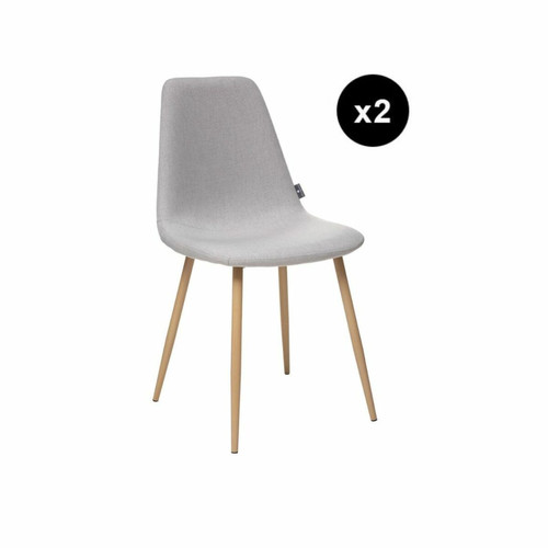 3S. x Home - Lot de 2 chaises grises claires "Roka" - Meuble Et Déco Design