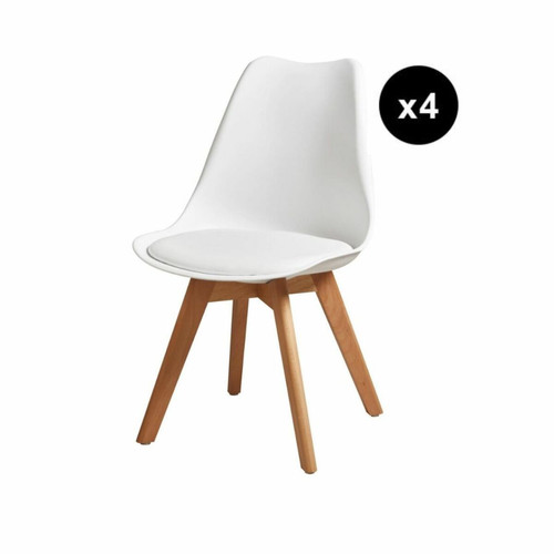3S. x Home -  Lot de 4 Chaise 16173BL - BJORN Blanc  - Meuble Et Déco Design