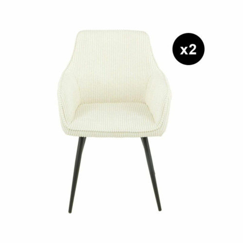 3S. x Home - Lot de 2 chaises assise velours côtelé  - Chaise Et Tabouret Et Banc Design