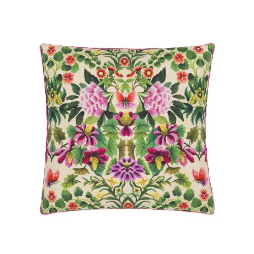 Designers Guild - Taie d'oreiller imprimée en percale de coton, Ikebana Damask  - Linge de lit vert