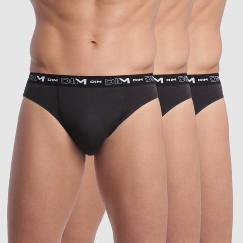 Dim Homme - Pack de 3 Slips Coton Stretch - Ceinture Siglée Noir - Dim Underwear