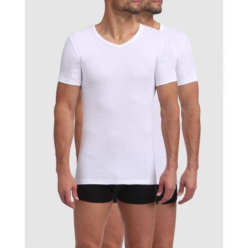 Dim Homme - Pack de 2 t-shirts homme col V blancs - T-shirt / Polo homme