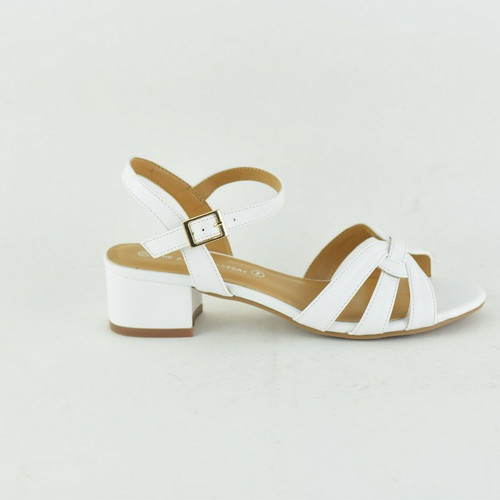 Divine Factory - Sandales à talon pour femme blanc - Les chaussures femme