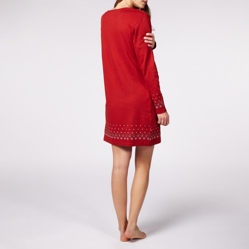 Liquette Manches Longues femme en Coton - Rouge à Motifs Blancs - Dodo Homewear Dodo Homewear