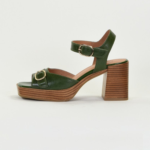Sandales ROSE en cuir vert Emilie Karston Mode femme
