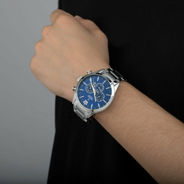 Montre Festina F20343-7 - Chrono Timeless acier quartz cadran bleu et bracelet acier Montre Homme