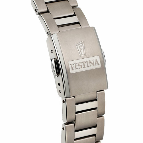 Montre Festina F20435-1 -  Dateur quartz cadran blanc et bracelet titane Homme Festina