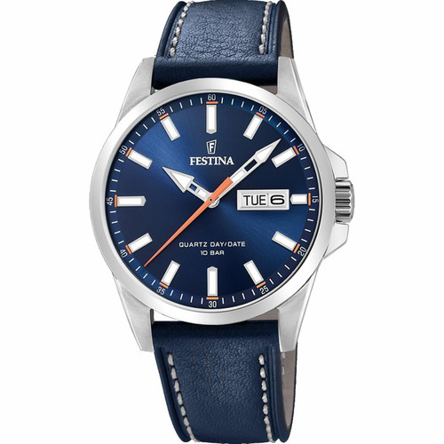 Festina - Montre Festina Montres CLASSIQUE F20358-3 - Montre Dateur cuir bleu  Homme - Toutes les montres