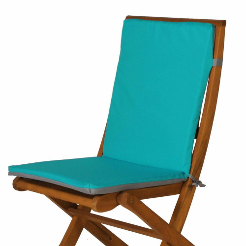 Becquet - Galette de chaise OUTDOOR 40x90 bleu turquoise en polyester - Coussin bleu