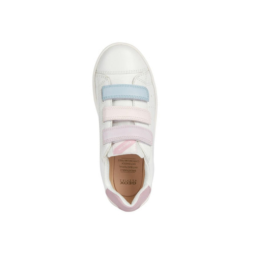 Sneakers fille J SILENEX GIRL - Blanc / Rose en cuir Chaussures fille