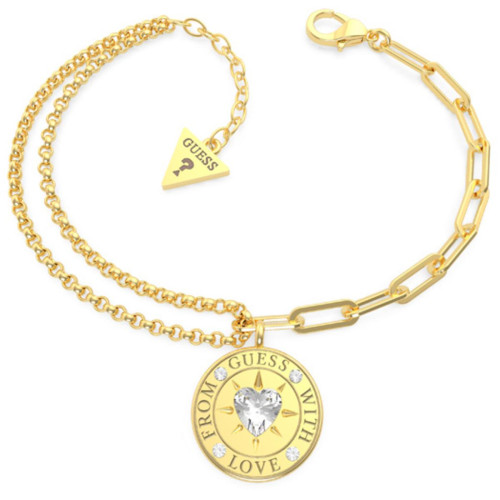 Guess Bijoux - Bracelet acier doré pièce et cristaux de Swarovski FROM GUESS WITH LOVE - Guess Bijoux  - Collier et pendentifs
