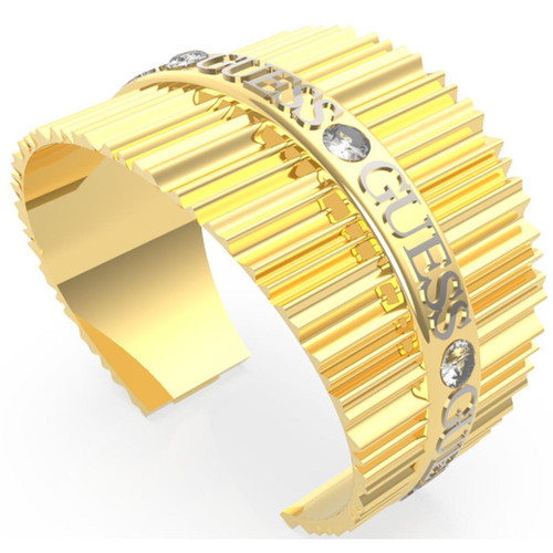 Guess Bijoux - Jonc acier doré plissé logo GUESS et cristaux de Swarovski PLISSE - Guess Bijoux  - Guess Bijoux