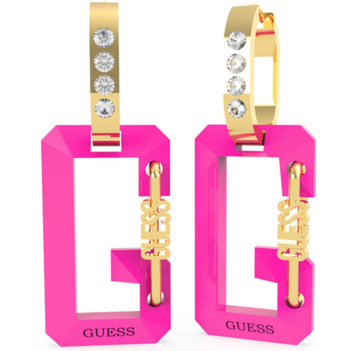 Guess Bijoux - Boucles d'Oreilles acier doré G rose et cristaux de Swarovski G SNAP - Guess Bijoux  - Guess Bijoux