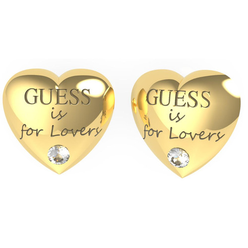 Guess Bijoux - Boucles d'oreilles acier doré cœurs et cristaux GUESS IS FOR LOVERS - Guess Bijoux  - Guess Bijoux