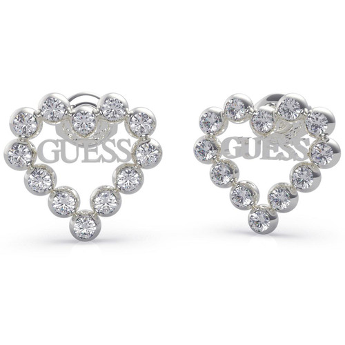 Guess Bijoux - Boucles d'Oreilles acier rhodié cœurs ajourés et cristaux de Swarovski HEART ROMANCE - Guess Bijoux - Guess Bijoux