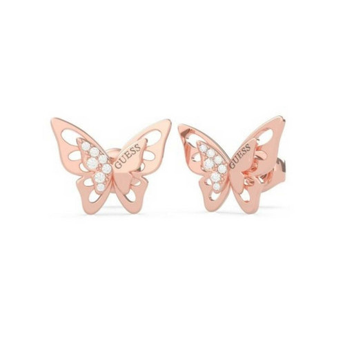 Guess Bijoux - Boucles d'Oreilles acier doré rose papillon FLY AWAY - Guess Bijoux  - Promo Mode femme