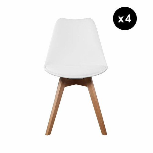 Lot de 4 chaises scandinaves coque rembourée - blanc Blanc 3S. x Home Meuble & Déco