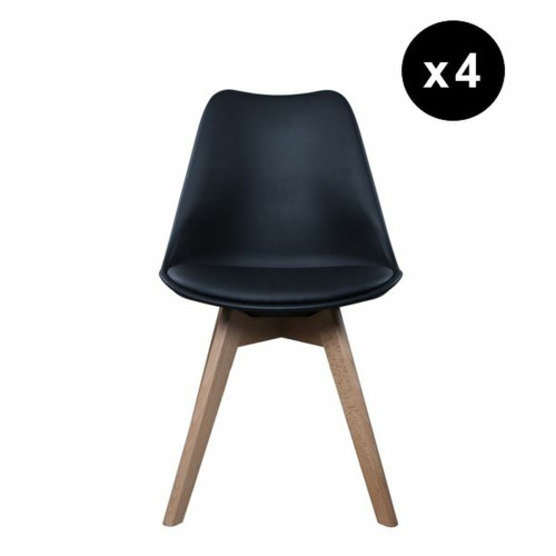 3S. x Home - Lot de 4 chaises scandinaves coque rembourée - noir - Chaise Design