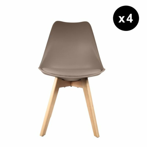 3S. x Home - Lot de 4 chaises scandinaves coque rembourée - taupe - La Salle A Manger Design