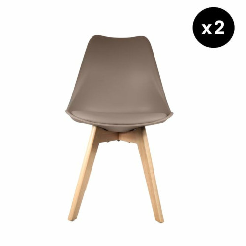 3S. x Home - Lot de 2 chaises scandinaves coque rembourée - taupe - Chaise Design