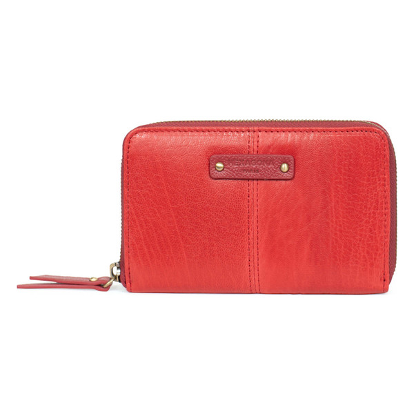 Porte-monnaie Stop RFID Cuir AMBROISE Rouge Rouge Hexagona Mode femme