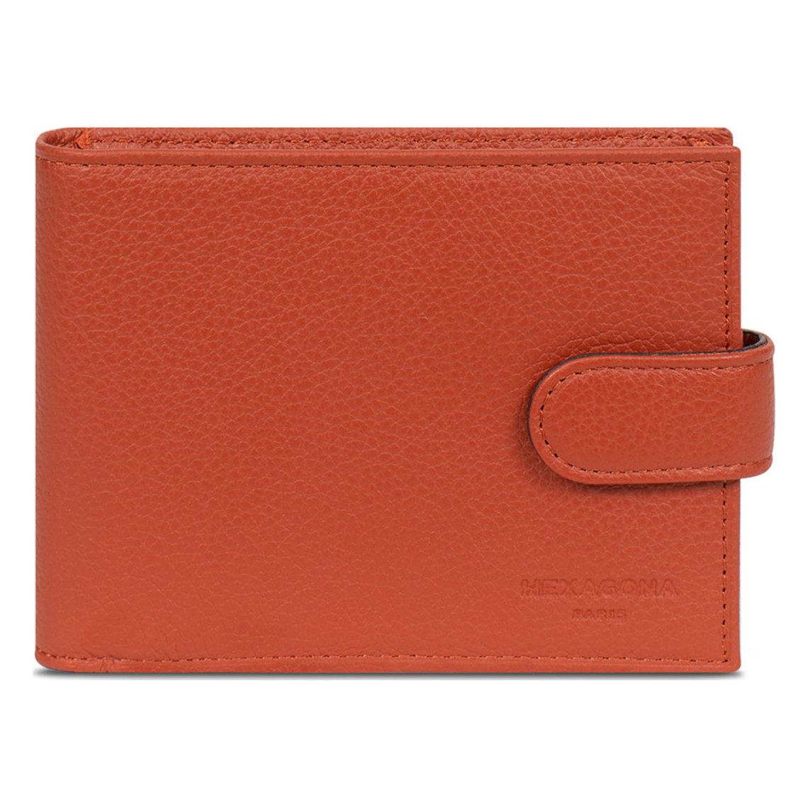 portefeuille italien - 2 volets - cuir de vachette - orange - confort