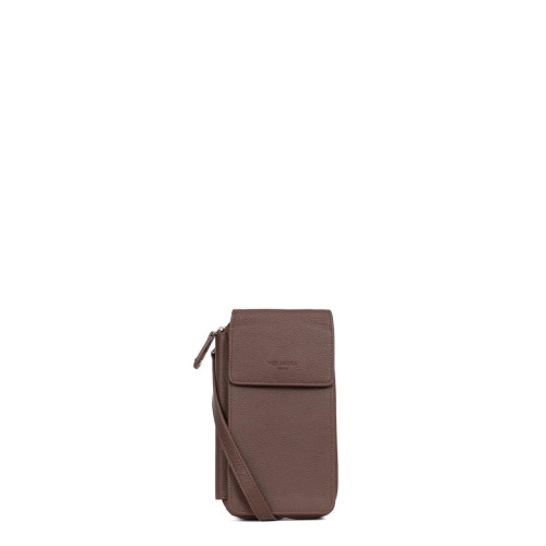 Hexagona - Pochette téléphone avec portefeuille chocolat - Sac, ceinture, porte-feuille femme