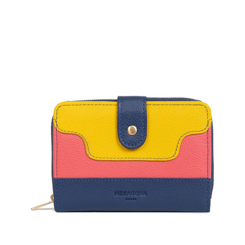 Hexagona - Portefeuille Stop RFID Cuir BAHIA Jaune/Multicolore Lana - Les accessoires  femme