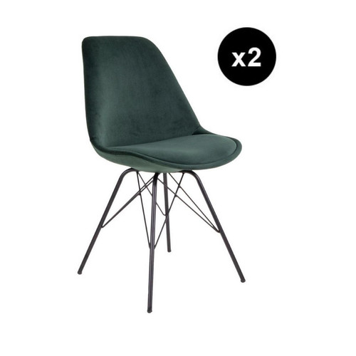 House Nordic - Lot de 2 chaises design velours vert foncé KIRSTEN - Sélection meuble & déco Scandinave en velours