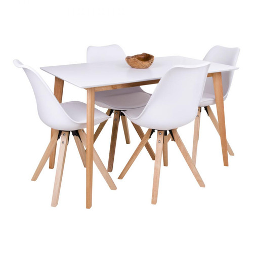 Table à Manger plateau rectangulaire en bois VOJENS  Blanc House Nordic Meuble & Déco