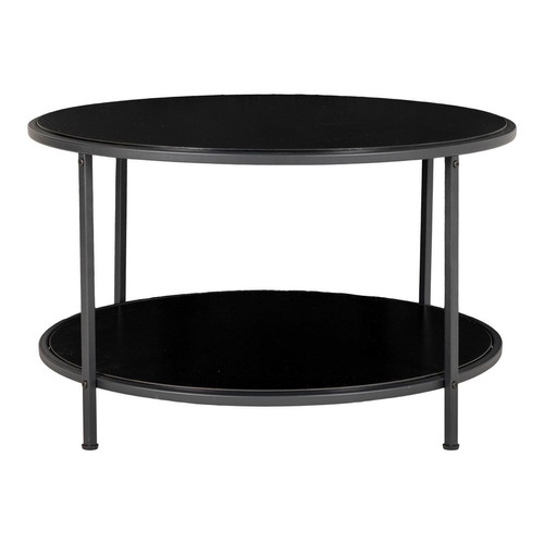 House Nordic - Table Basse Ronde VITA Avec Structure Noire Et Plateaux Noirs Ø80x45 Cm - Meuble Et Déco Design