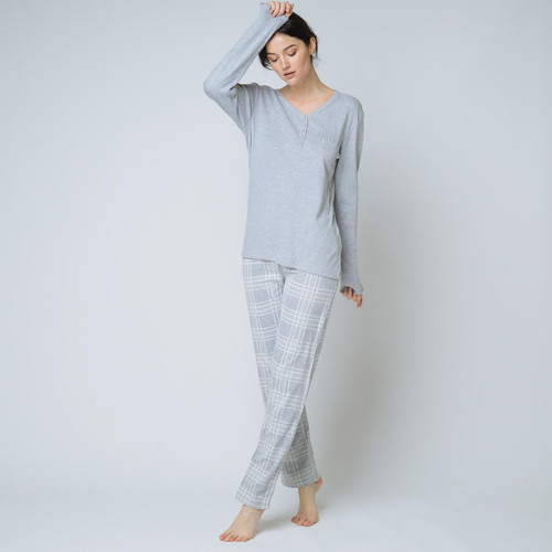 Iconic - Pyjama deux pièces, pantalon à carreaux Coton Femme - Lingerie de nuit