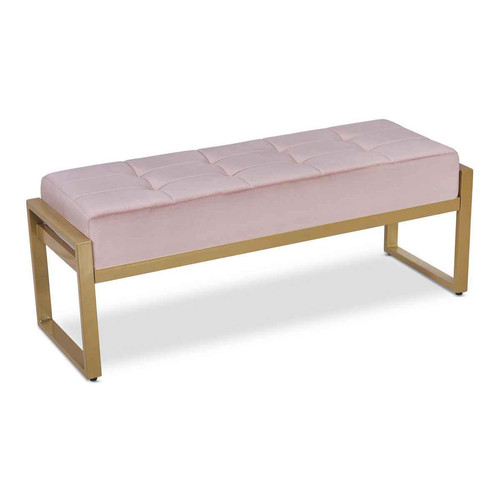 3S. x Home - Banquette EDISON Velours Rose Pieds Or - Mobilier Deco