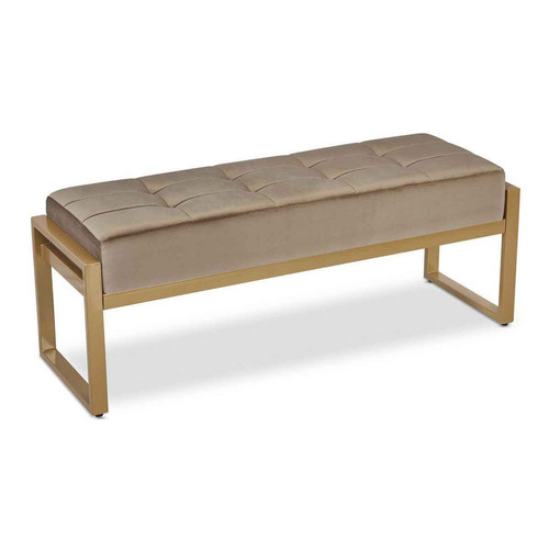 3S. x Home - Banquette EDISON Velours Taupe Pieds Or - Chaise, tabouret, banc