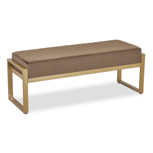 3S. x Home - Banquette MADISON Velours Camel Pieds Or - Mobilier Deco