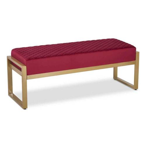 3S. x Home - Banquette MADISON Velours Rouge Pieds Or - Banc